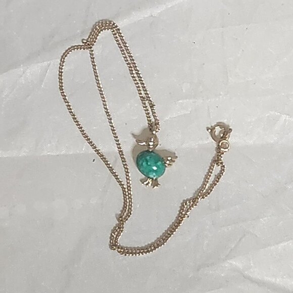 Vintage Amway 1980 Just Ducky Gold Tone & Faux Jade Pendant w/ 15” Chain NIB - Picture 3 of 10